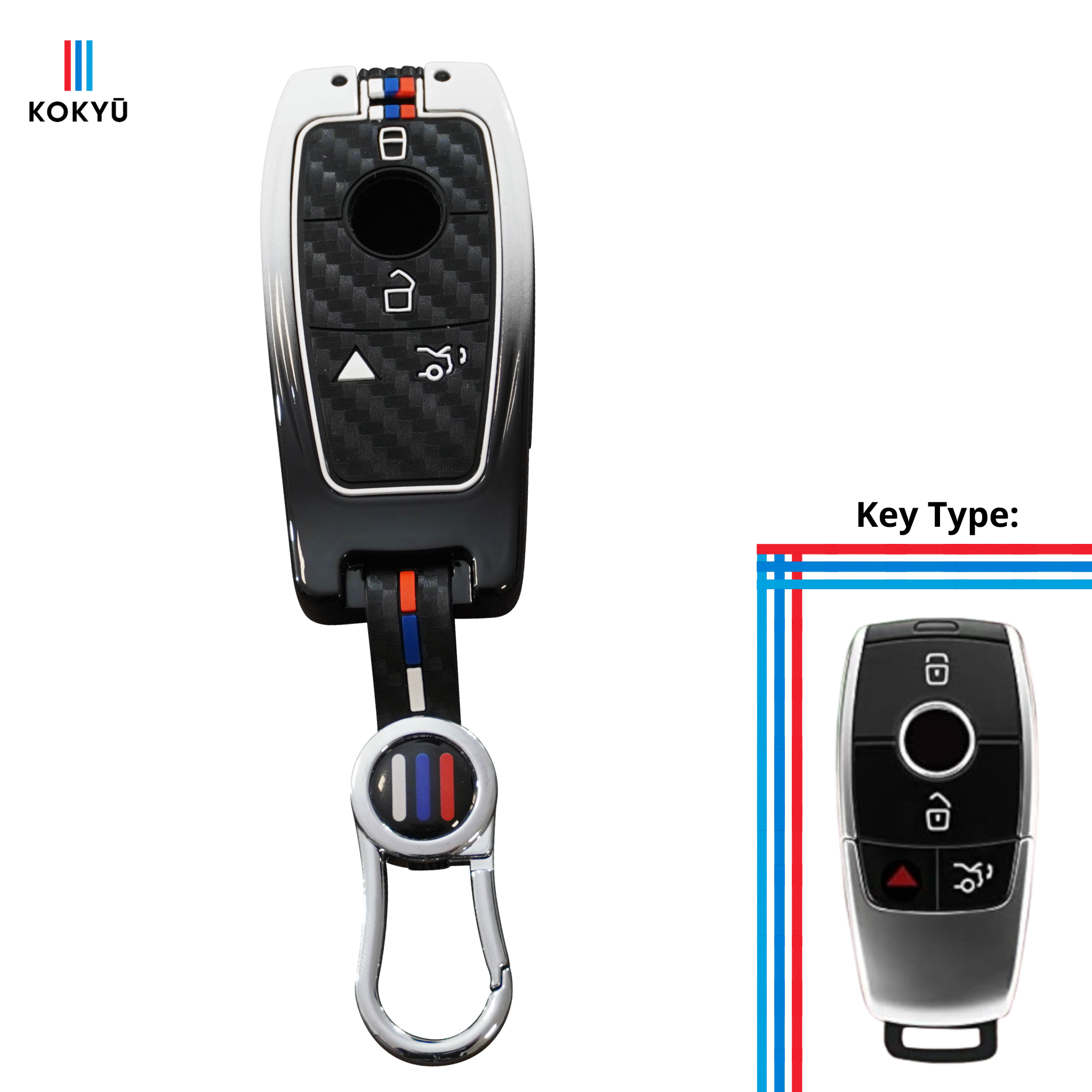 Mercedes Type 1B Key Cover Black & White (4 Buttons)