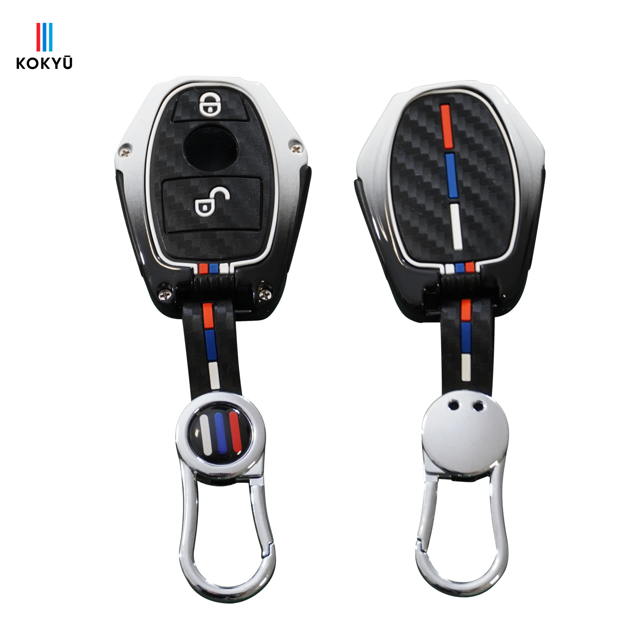Mercedes Type 4A Key Cover Black & White (2 Buttons)