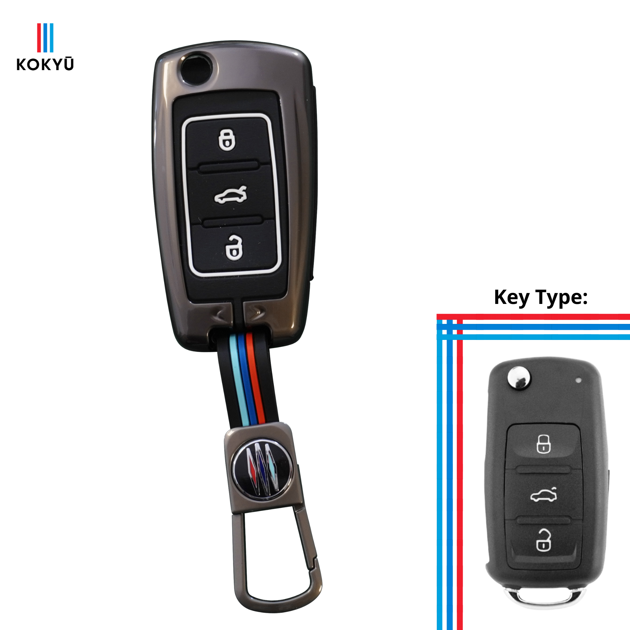 Volkswagen (Seat, Cupra, Skoda) Type 1A Key Cover 1A Grey (3 buttons)